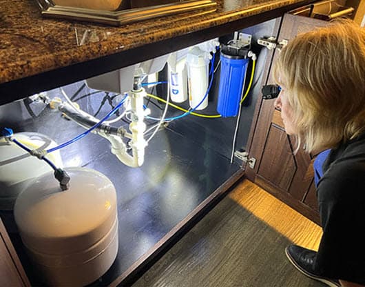 homewatcher inspecting bar sink