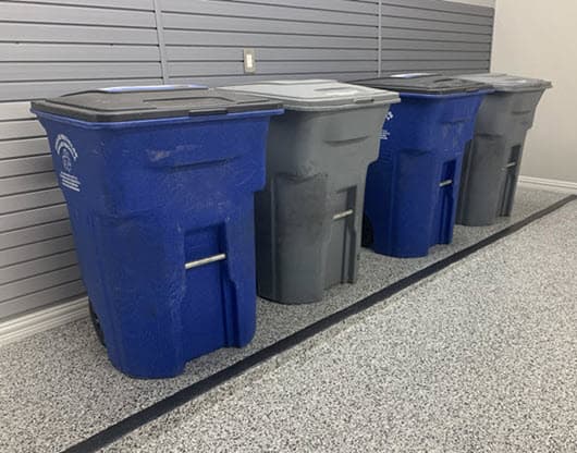 trash cans in garage