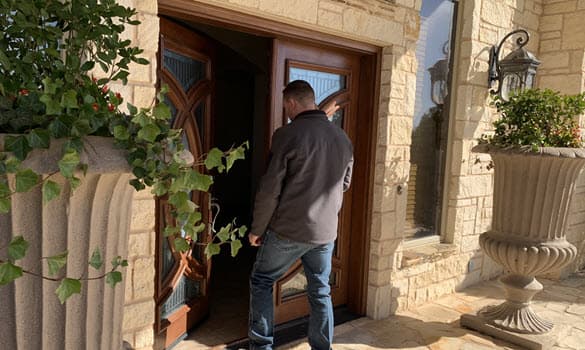Home watch professional entering a residential property