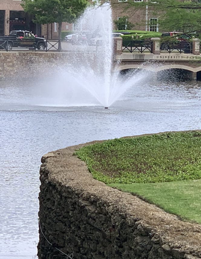 University Park fountain and landscaped pond